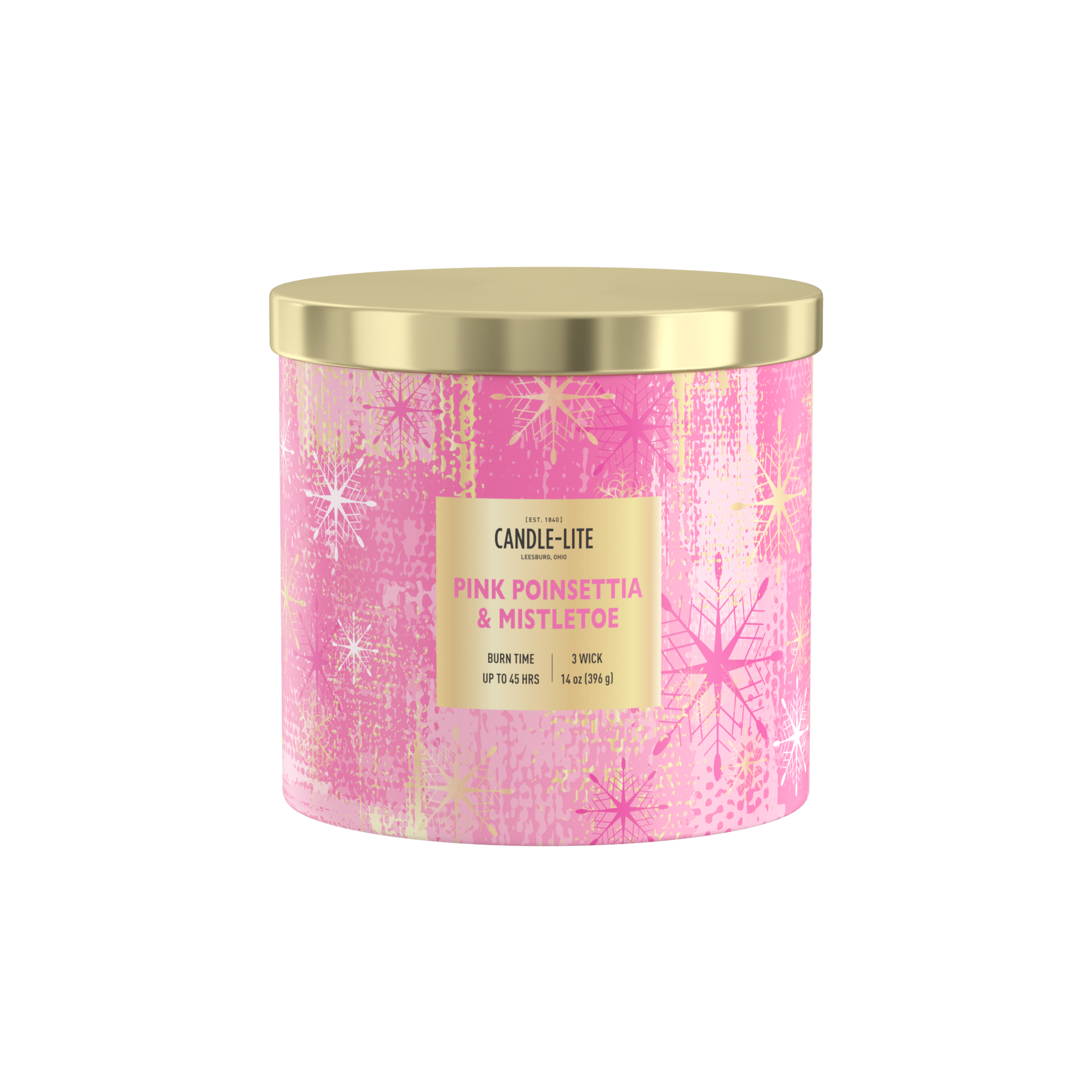 Pink Poinsettia & Mistletoe 3-wick 14oz Jar Candle – Candle-lite