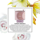 Candle labeled 'Sunday Brunch' with floral and moonflower background