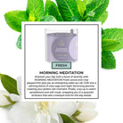 Candle packaging with green leaves and white flowers on a white background