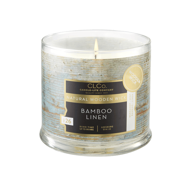 Candle Lite Wooden Wick Candle, Bamboo Linen - 14 oz