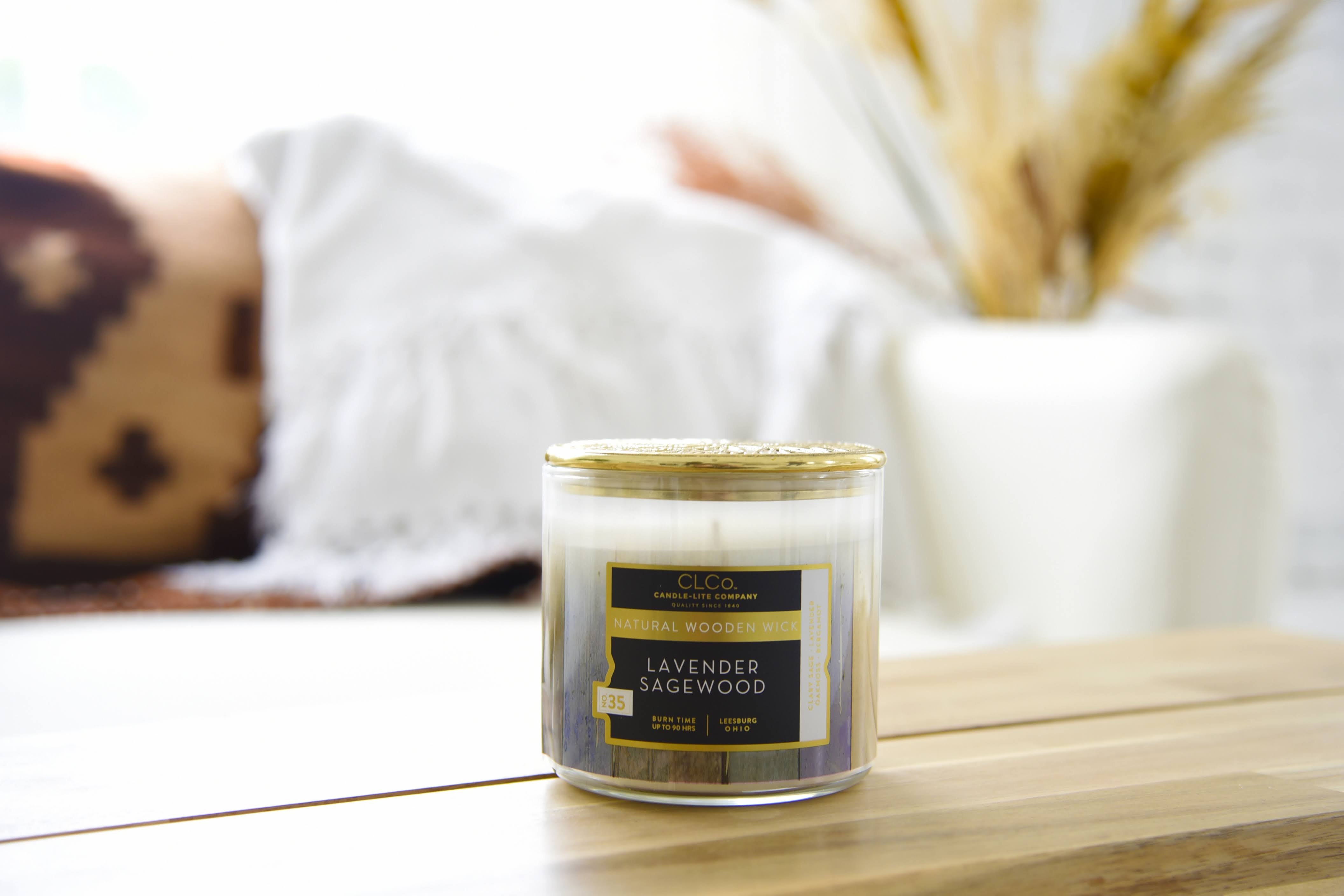 Leah's Lite 16oz Nag Champa Scented Soy Wax Candle – Wood Wick, Handmade In USA (Approx. 96-Hour Burn Time)