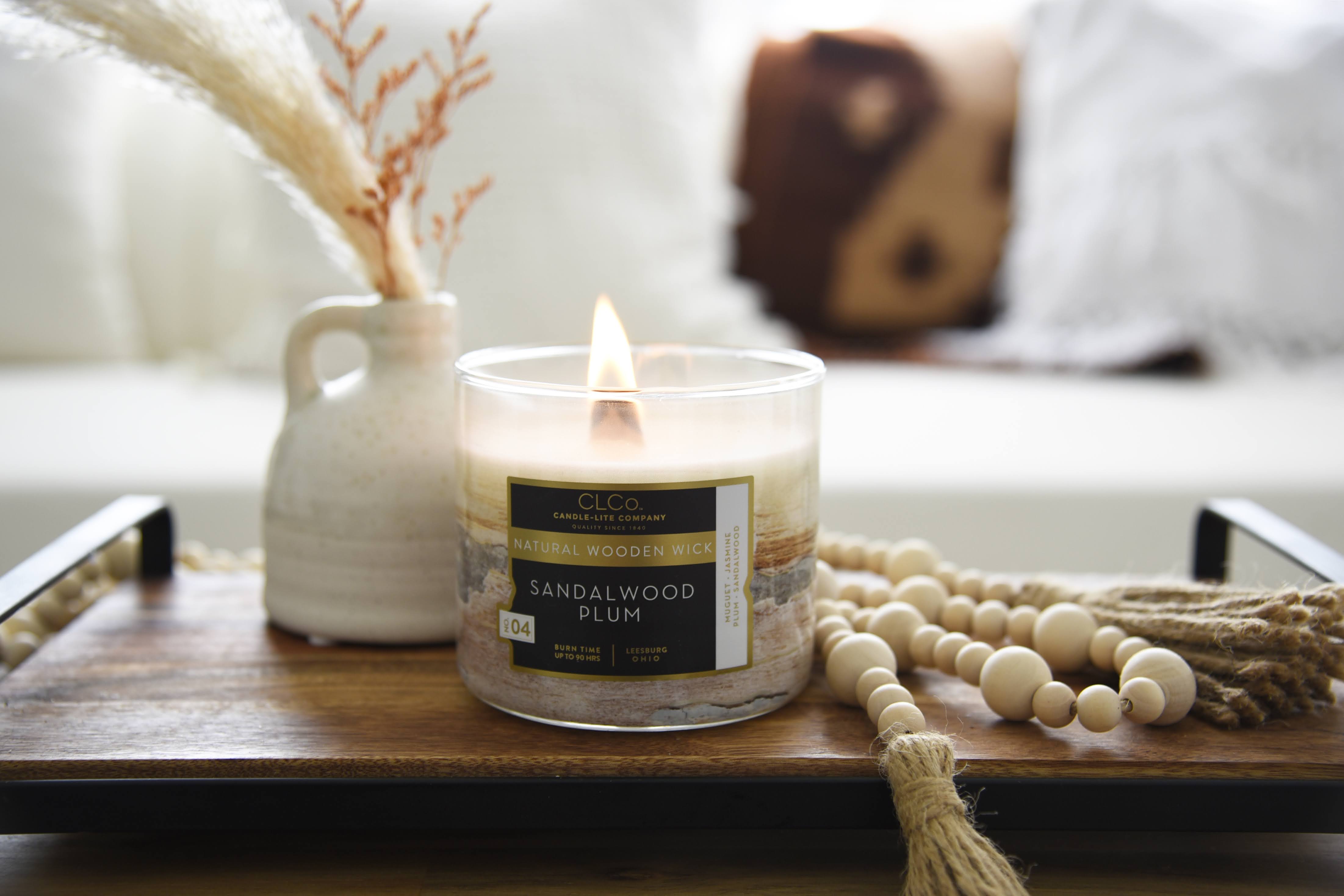 Sandalwood Plum Wooden-Wick 14oz Jar Candle – Candle-lite Company