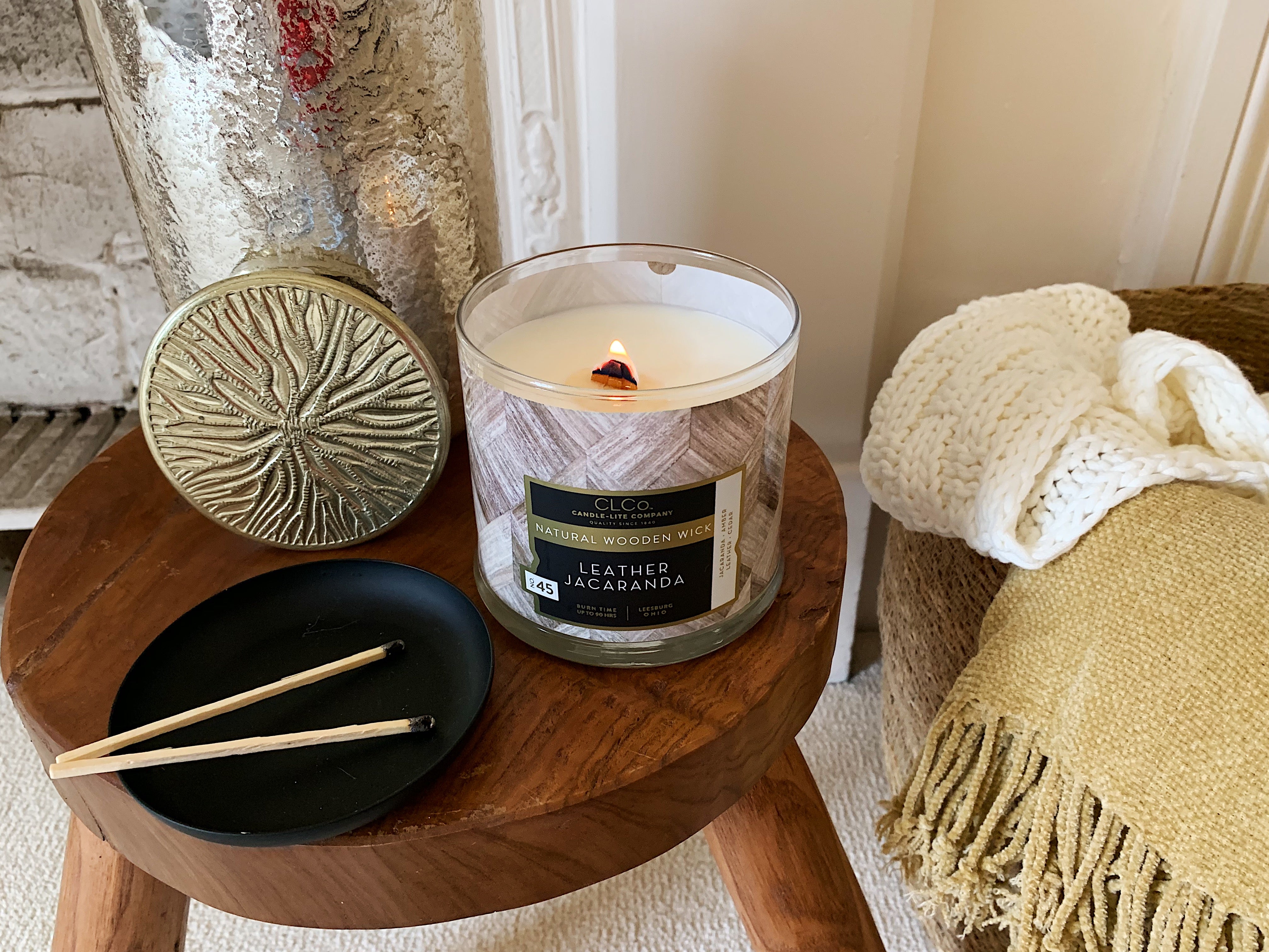 Leather Jacaranda Wooden-Wick 14oz Jar Candle – Candle-lite Company