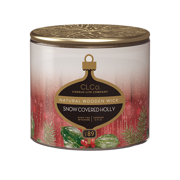 Snow Covered Holly Wooden-Wick 14oz Jar Candle Product Image 1